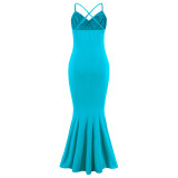 Sexy Slim-Fitting Straps Fishtail Long Dress Women's Clothing