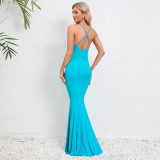 Sexy Slim-Fitting Straps Fishtail Long Dress Women's Clothing