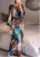 Women Pleated Long Sleeve Maxi Dress