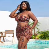 Plus Size Women Sexy Printed Swimwear Three-Piece