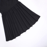 Women Summer Solid Lace-Up Skirt Patchwork Dress