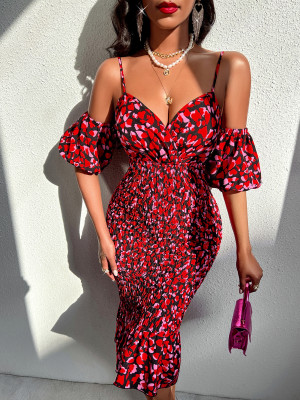 Women summer prints suspender sexy dress
