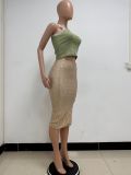 Women Slit Bodycon Sequined Skirt