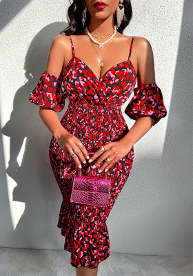 Women summer prints suspender sexy dress