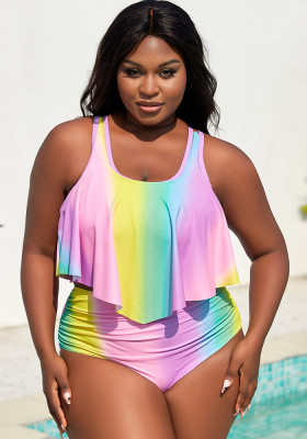 Plus Size Women Two Pieces Printed Swimwear