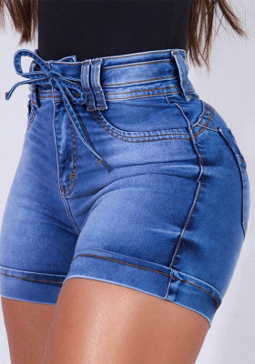 Summer High-Waisted Lace-Up Slim Fit Feminine Denim Shorts