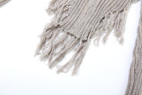 Women Autumn and Winter Irregular Tassel Zipper Long Sleeve Knitting Top and Pants Two-piece Set