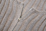 Women Autumn and Winter Irregular Tassel Zipper Long Sleeve Knitting Top and Pants Two-piece Set