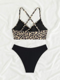 Women Bikini Leopard Print Sexy Two Pieces Swimwear