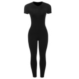 Spring Women's Sexy Casual Round Neck High Waist Slim Long Yoga Jumpsuit