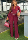 Women's Spring Chic Hollow Long Sleeve Slim High Waist Wide Leg Jumpsuit