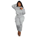 Stylish Patchwork Hooded Hoodies Cargo Pants Casual Two-Piece Set
