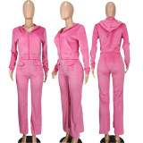 Women Casual Hooded Top and Pant Two-piece Set