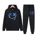 Women Casual Color Block Letter Print Hoodies and Sweatpants Two-piece Set