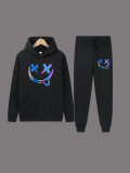 Women Casual Color Block Letter Print Hoodies and Sweatpants Two-piece Set