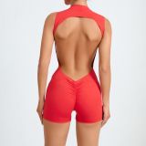 Women Sleeveless Hollow Yoga Jumpsuit Sports Fitness Removable Chest Pad Jumpsuit