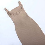 Women Spring knitting Lace-Up Strap Maxi Dress