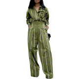 Spring Women's Printed Shirt And Wide-Leg Trousers Two-Piece Set