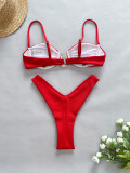 Solid Color High Waist Bikini Sexy Two Pieces Women's Swimsuit