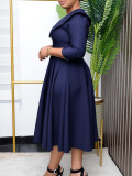 Spring Solid Color Chic Elegant And Fashionable A-Line Plus Size African Dress
