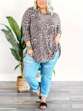 Printed Long Sleeve Plus Size Loose Top