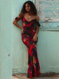 Women's Sexy Strap Printed Chiffon Swing Chic Elegant Beach Dress For Women