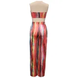Women's Sexy Printed Irregular Strapless Two-Piece Skirt Set