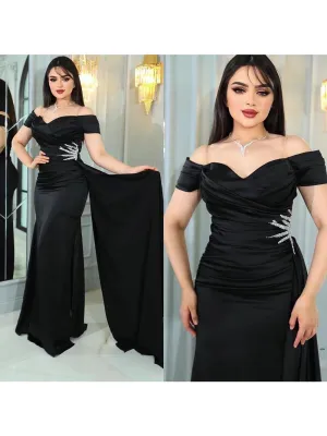 African Women's Plus Size Off Shoulder Bridesmaid Party Evening Dress