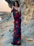 Women's Sexy Strap Printed Chiffon Swing Chic Elegant Beach Dress For Women