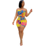 Women's Fashion Sexy Letter Printed Strapless Jumpsuit