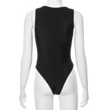 Women's Spring Style Trendy Printed Sleeveless Slim Fit Bodysuit