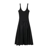 Women's Black Chic Slim Sleeveless A-Line Long Dress