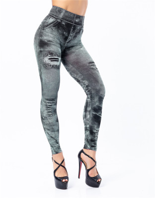 Seamless High Stretch Spring And Winter Printed Women's Fashion Slim Basic Pants
