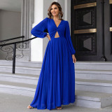 Women's Knot Cutout Balloon Sleeve Long Dress