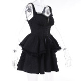 Summer Chic Black Strap Slim Lace-Up A-Line Party Dress