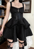 Summer Chic Black Strap Slim Lace-Up A-Line Party Dress