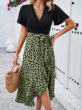 Women's Spring/Summer Chic Contrast Color V-Neck Dress