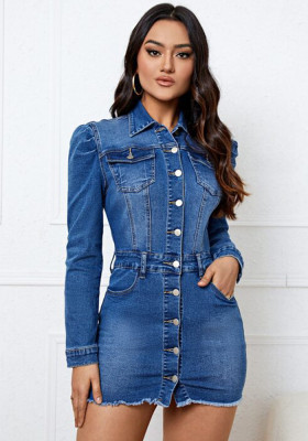 Sexy Fashion Women's Long Sleeve Denim Dress