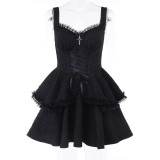 Summer Chic Black Strap Slim Lace-Up A-Line Party Dress
