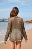 Women Round Neck Heart Print Beach Blouse Holidays Solid knitting Blouse