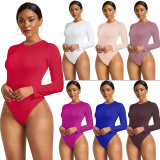 Sexy Long-Sleeved Solid Color Basic Bodysuit Spring Women's Clothing