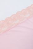 Pink Sleeprobe Low Back Sexy Lace-Up Nightgown