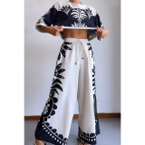 Spring Summer Casual Short Sleeve Lounge Wear Loose Holidays Women'S Two-Piece Pants Set