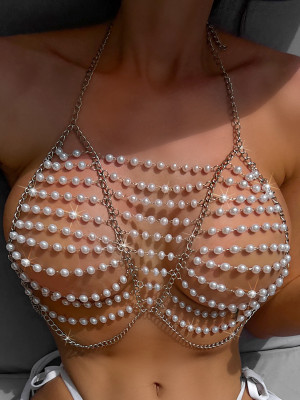 Women'S Swimwear Chain Embellished Sexy Embellished Cover-Up Bikini Bra