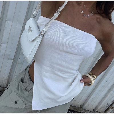 Sexy Solid Color Side Slit Strapless Top For Women