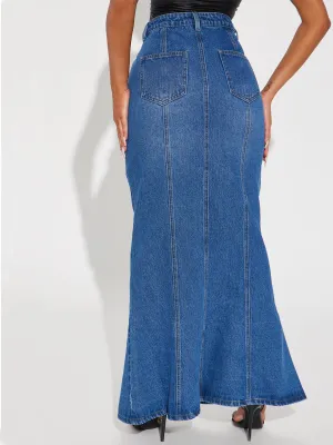 Women Stretch Mermaid Skirt Washed Denim Skirt