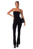 Sexy Tight Fitting Strapless Solid Color Jumpsuit