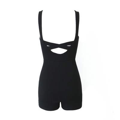 Sexy Cross Low Back Knitting Jumpsuit Women's Spring Summer Tight Fitting Sports Outdoor Wear