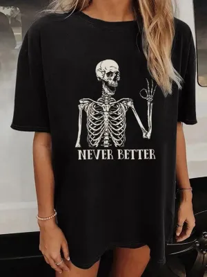 Cartoon Print Short Sleeve Trendy T-Shirt