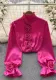 Women Puff Sleeve Half Turtle Collar Shirt Top